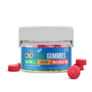 Sativa Gummies (Berry Buzz) – 25mg CBD / 5mg Delta-9 THC per Gummy